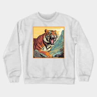 Colorful Tiger Cartoon Vintage Bengals Tiger Drawing Comics Fearless Tiger Crewneck Sweatshirt